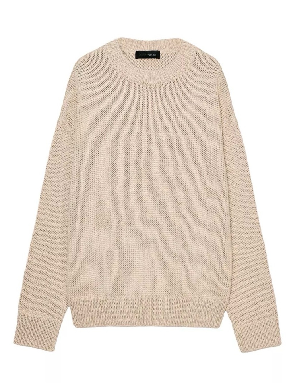 Zara Women's Cream Scoop Neck Knit Sweater